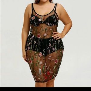 Plus Size Beach Dress Embroidered Bikini Cover